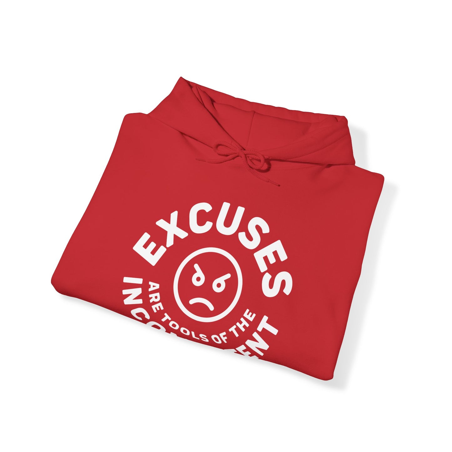 Excuses Hoodie | White on Red