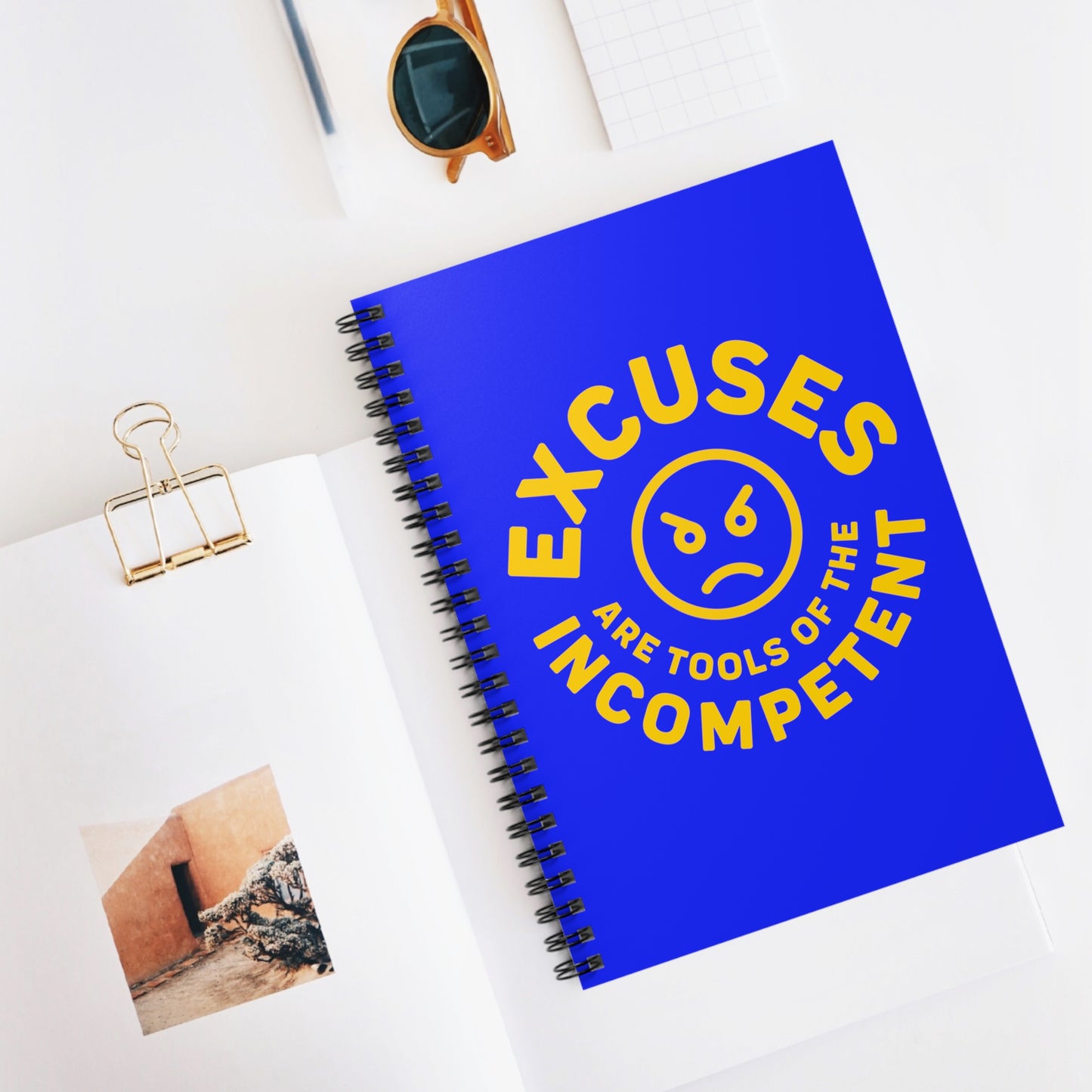 Excuses Notebook - Yellow on Blue