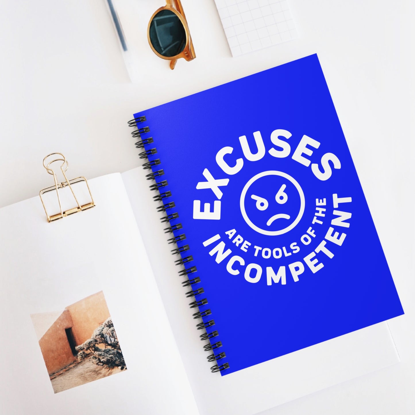 Excuses Mini Notebook - White on Blue