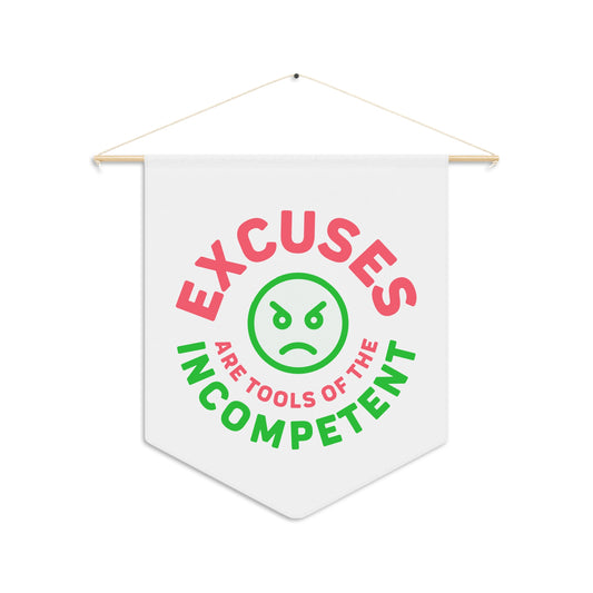 Excuses Pennant - Pink + Green on White