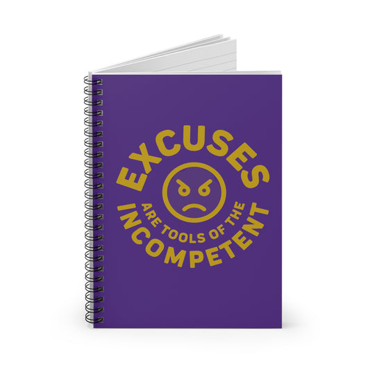 Excuses Mini Notebook - Gold on Purple