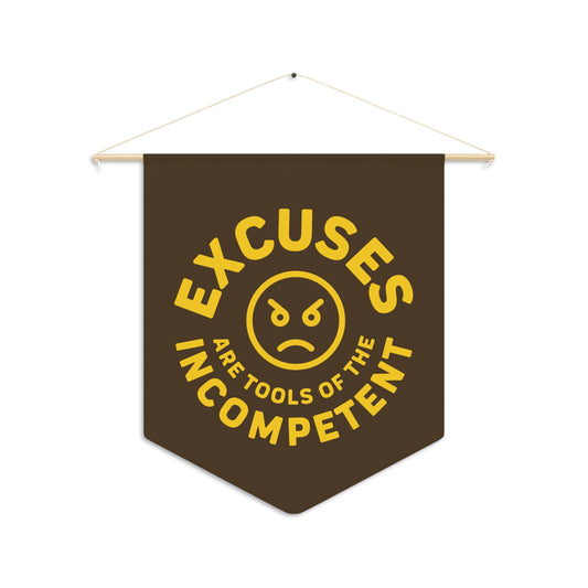 Excuses Pennant - Gold on Brown