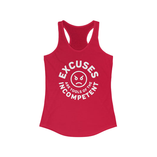 Excuses Women's Tank - White on Red