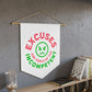 Excuses Pennant - Pink + Green on White