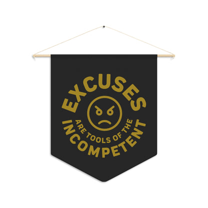 Excuses Pennant - Old Gold on Black