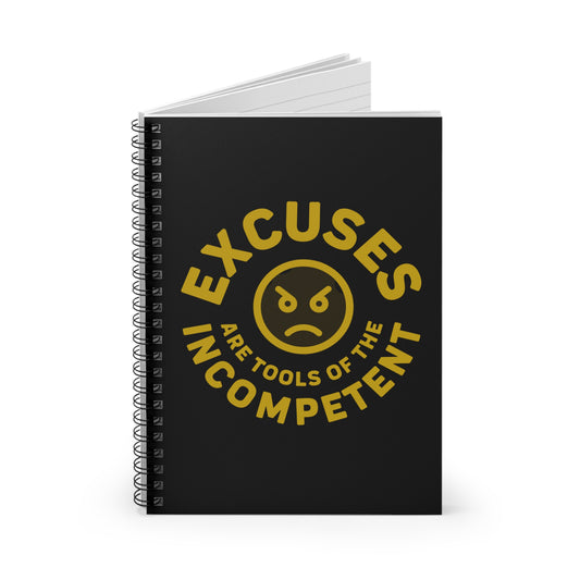 Excuses Mini Notebook - Old Gold on Black
