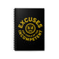 Excuses Mini Notebook - Old Gold on Black