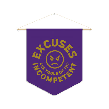 Excuses Pennant - Gold on Purple