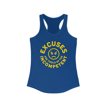 Excuses Women's Tank - Gold on Blue