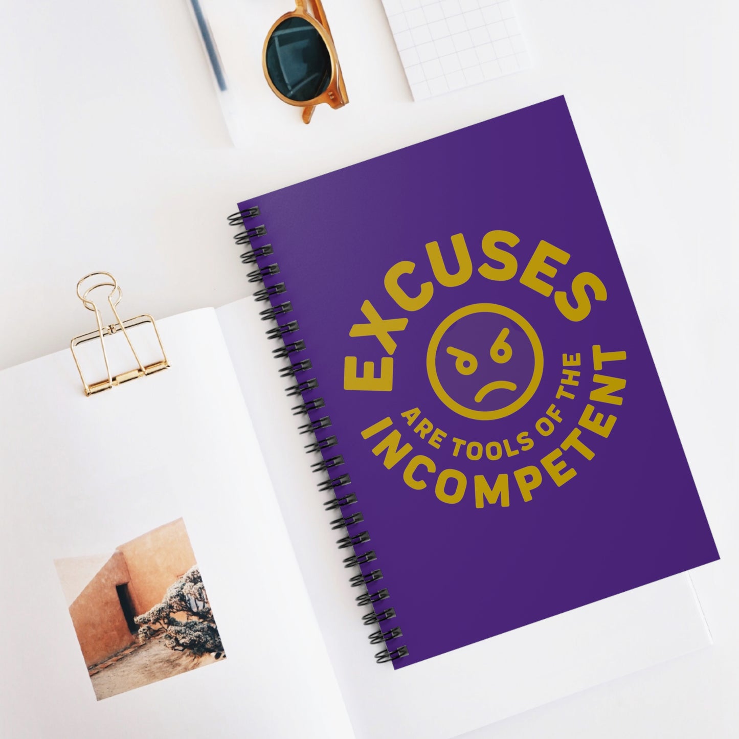 Excuses Notebook - Gold on Purple