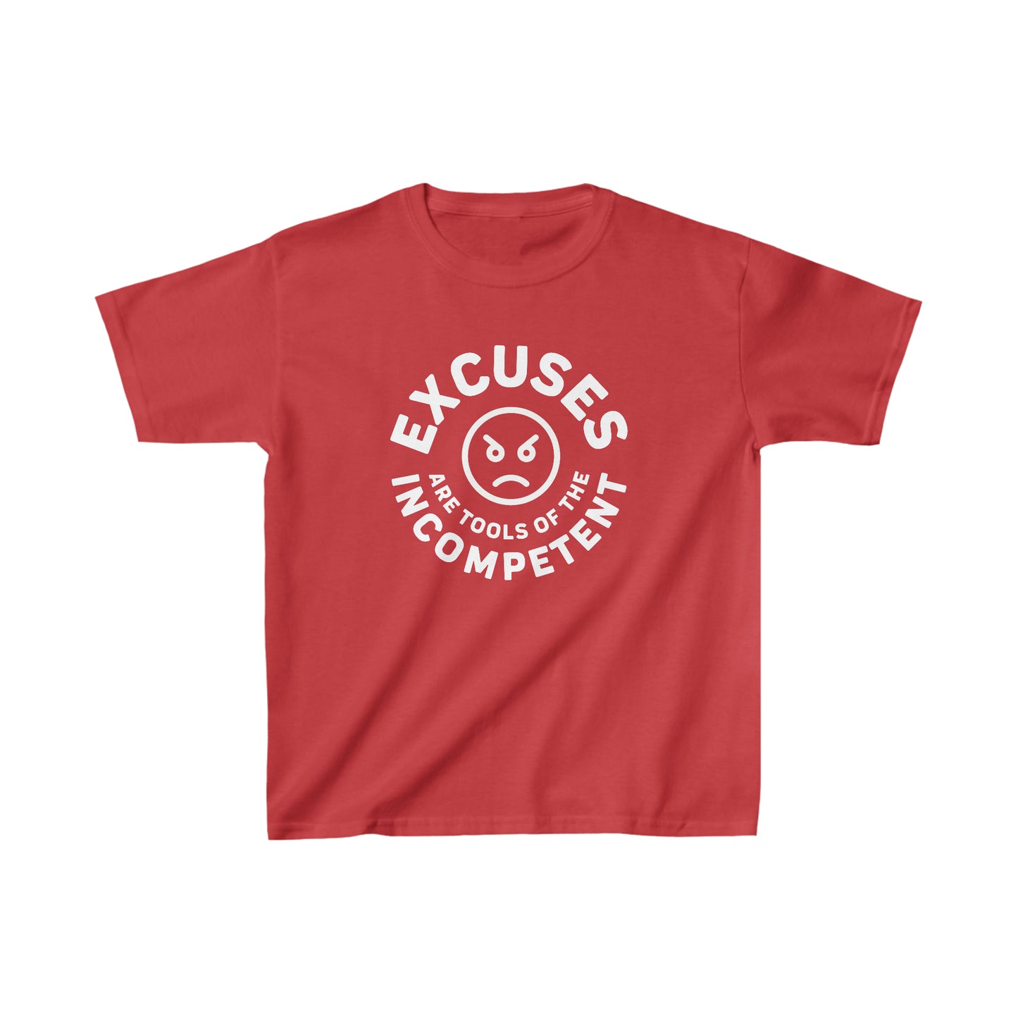 Excuses Kids T-Shirt - White on Red