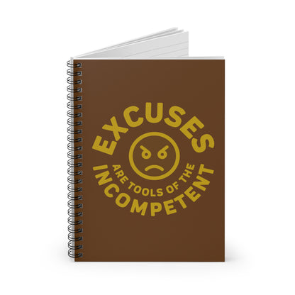 Excuses Mini Notebook - Gold on Brown