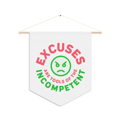 Excuses Pennant - Pink + Green on White