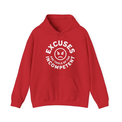 Excuses Hoodie | White on Red