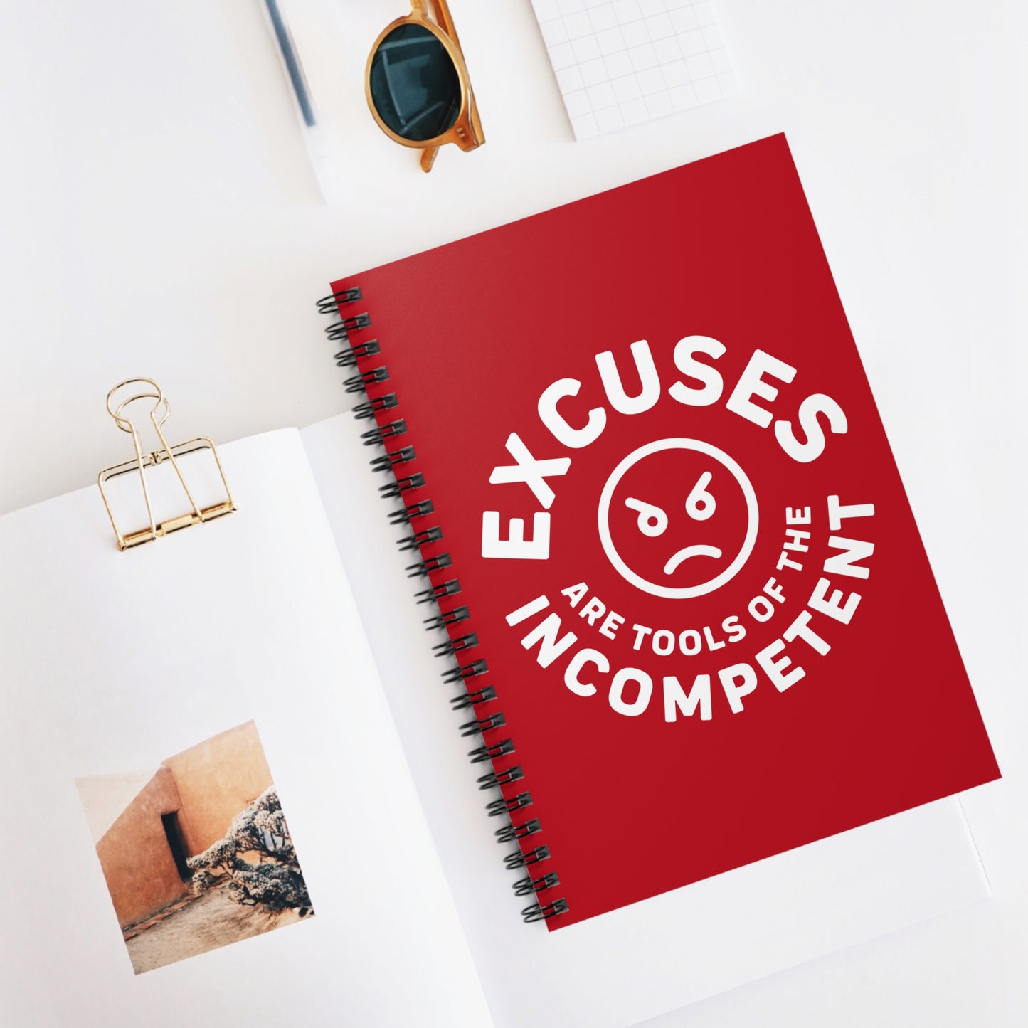 Excuses Mini Notebook - White on Red