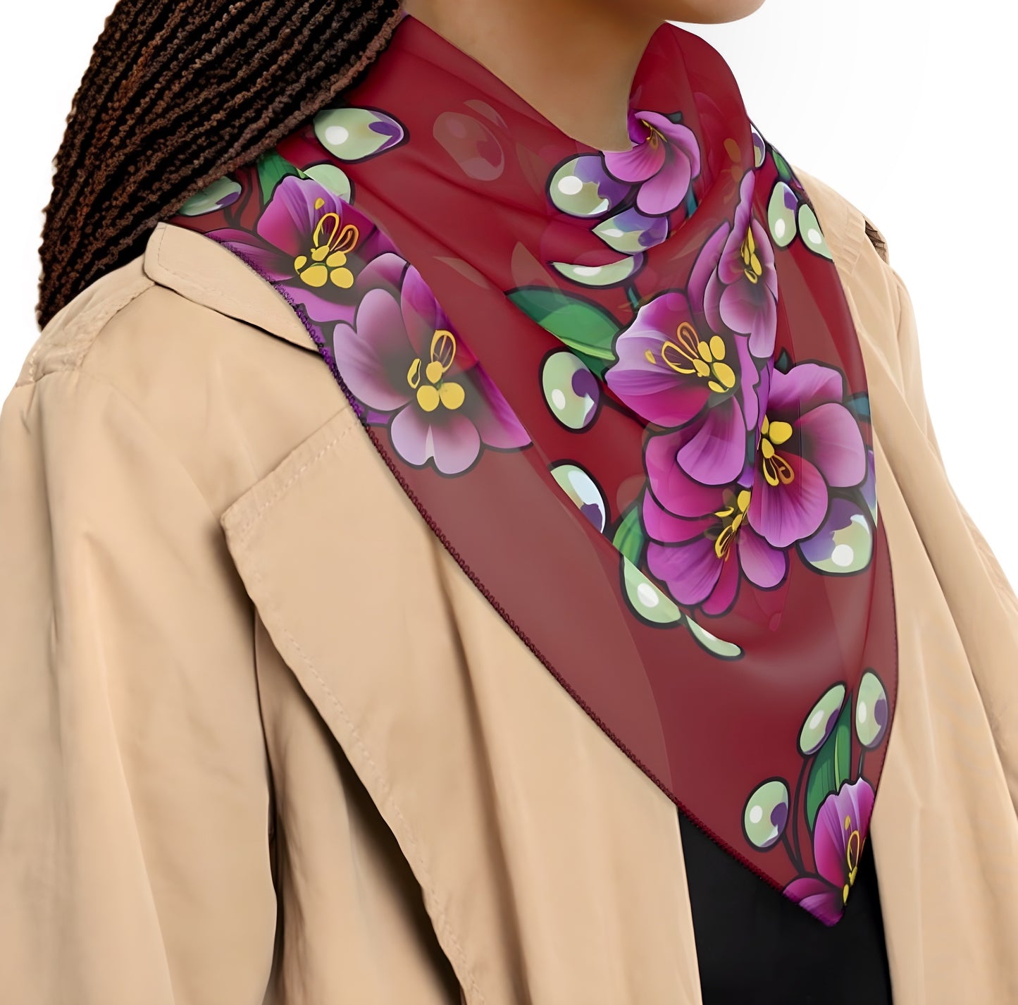 African Violets + Pearls Scarf