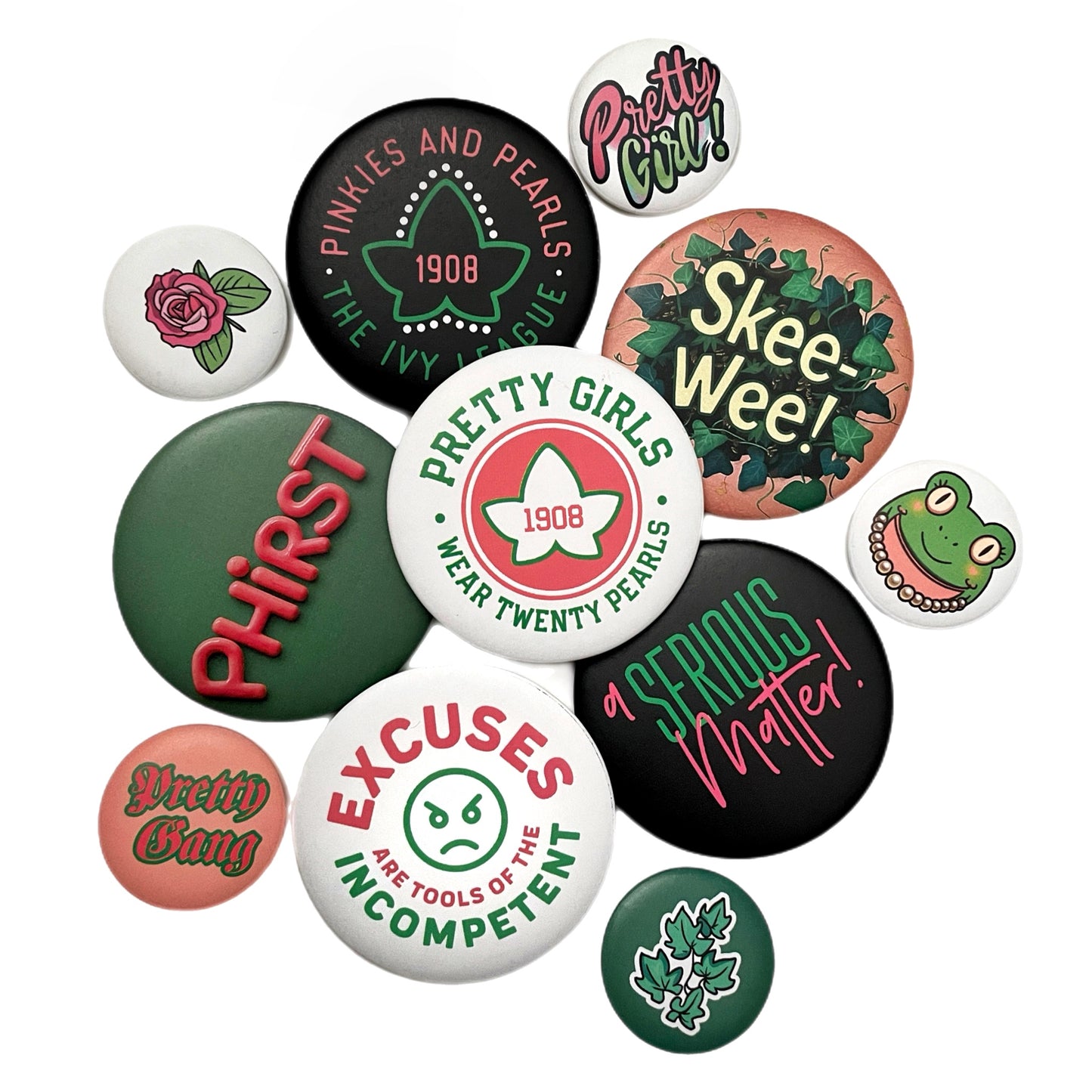 Pink + Green Button Pack