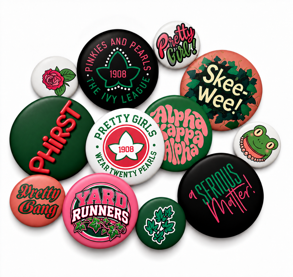 Pink + Green Button Pack