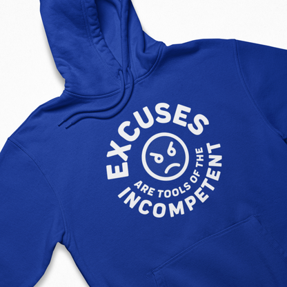 Excuses Hoodie | White on Blue