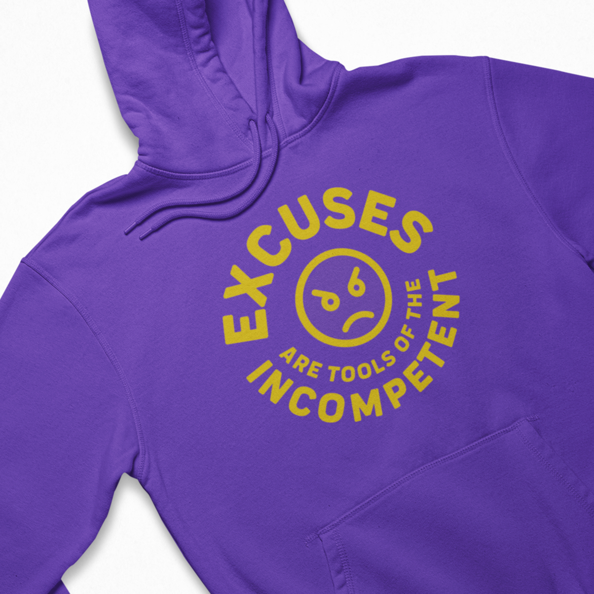 Excuses Hoodie | Gold on Purple
