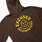 Excuses Hoodie | Gold on Brown